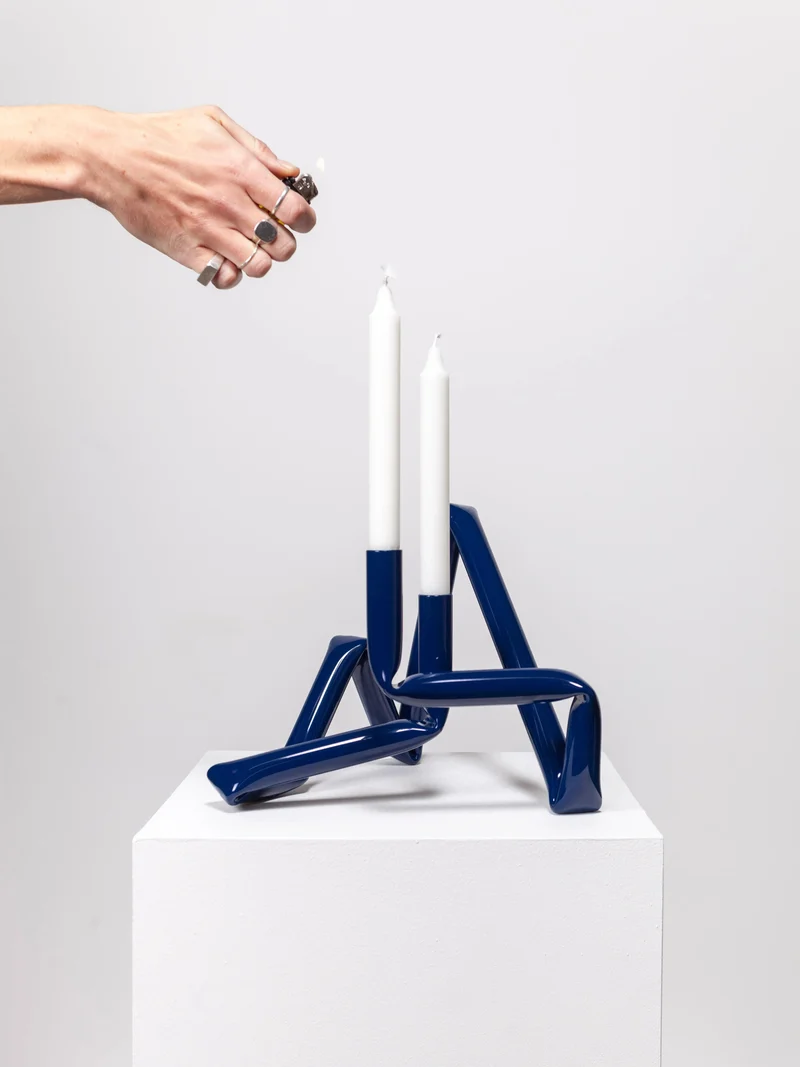 Bucatini Candle Holder (Midnight blue)