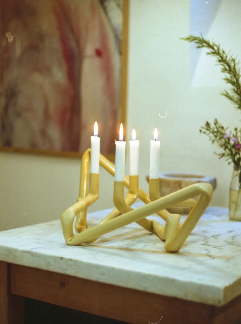 Bucatini Candle Holder (Beige)
