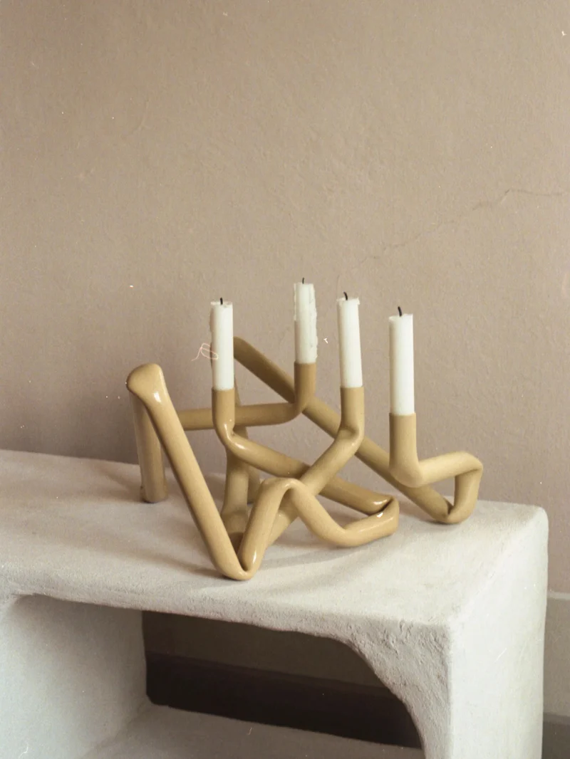 Bucatini Candle Holder (Beige)
