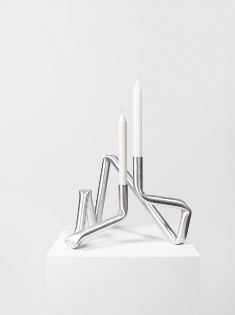 Bucatini Candle Holder (Brushed Aluminium)