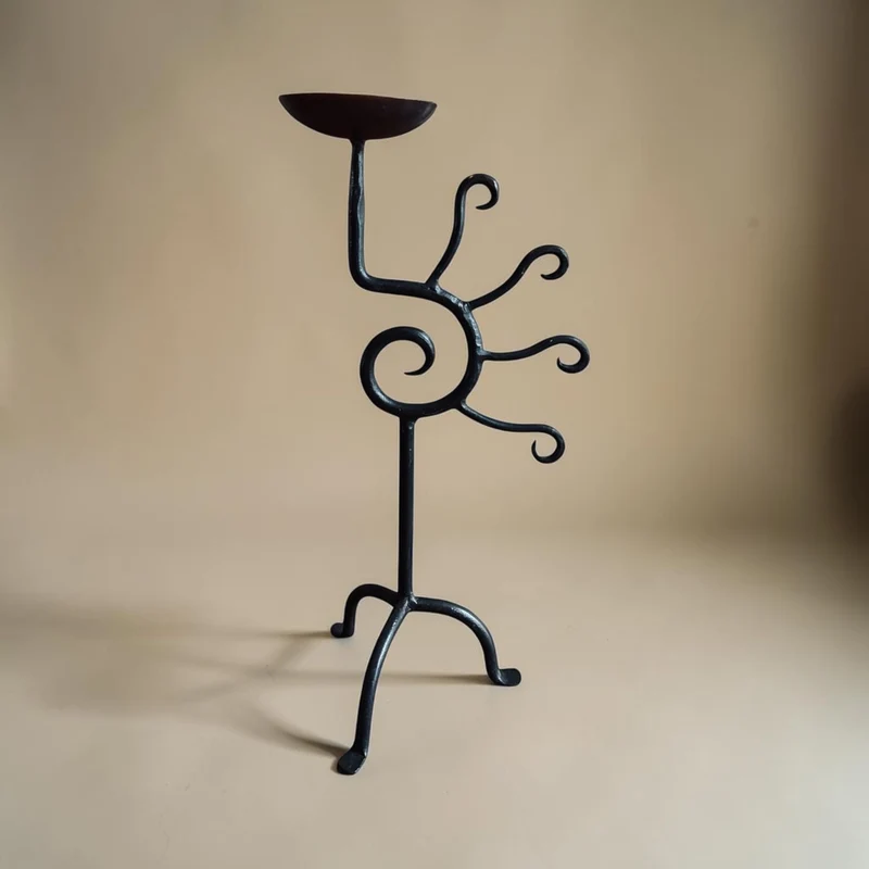 Iron Sculptural Candleholder