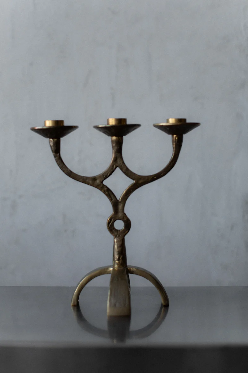 Brutalist Brass Candleholder