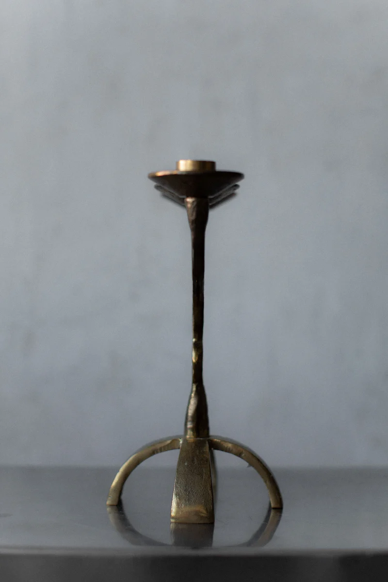Brutalist Brass Candleholder
