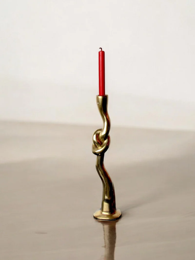 Brutalist Knot Candleholder in Bronze 70s