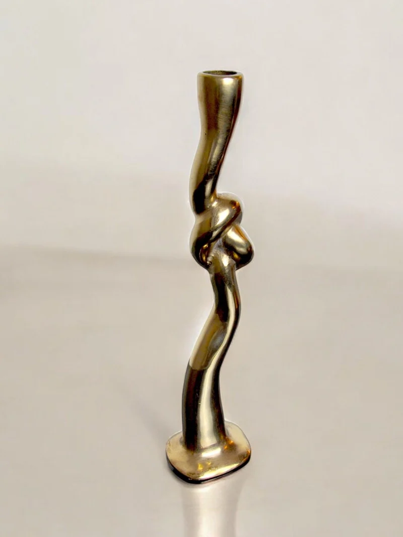 Brutalist Knot Candleholder in Bronze 70s