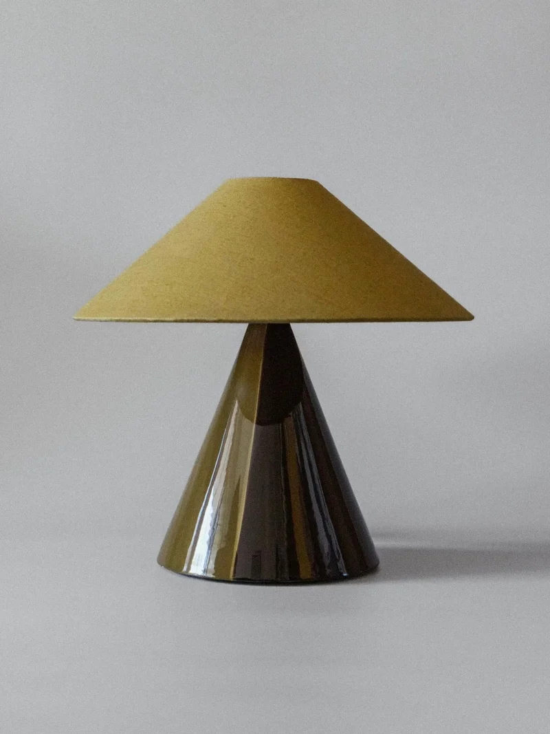 "Caterina" Earthenware Table Lamp - Golden Olive