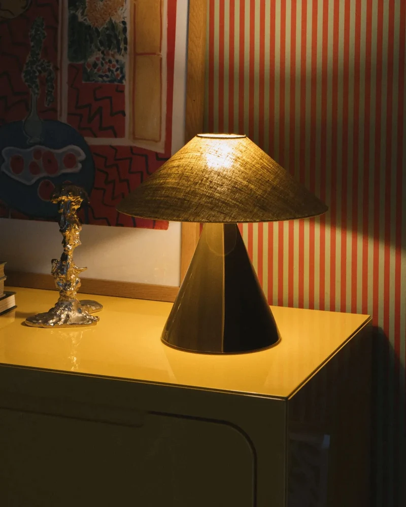 "Caterina" Earthenware Table Lamp - Golden Olive