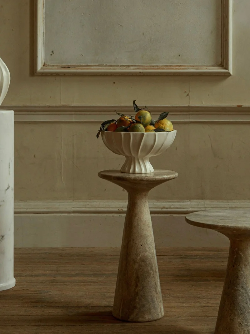Juno Tall Travertine Side Table