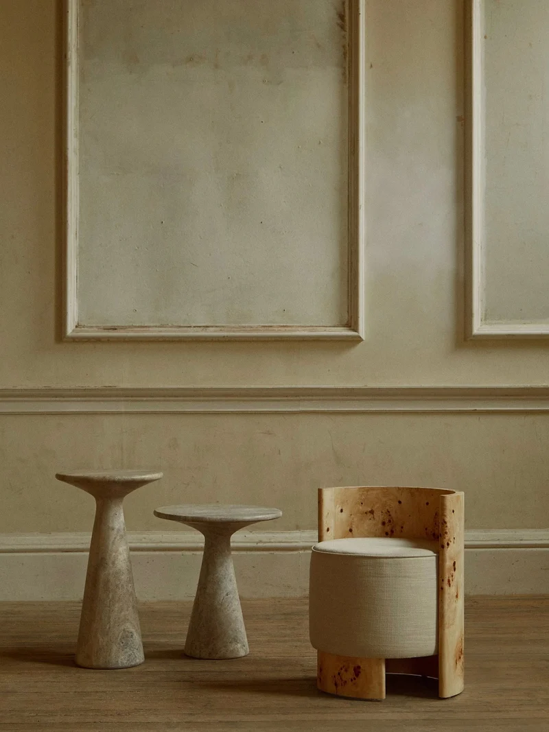 Juno Tall Travertine Side Table
