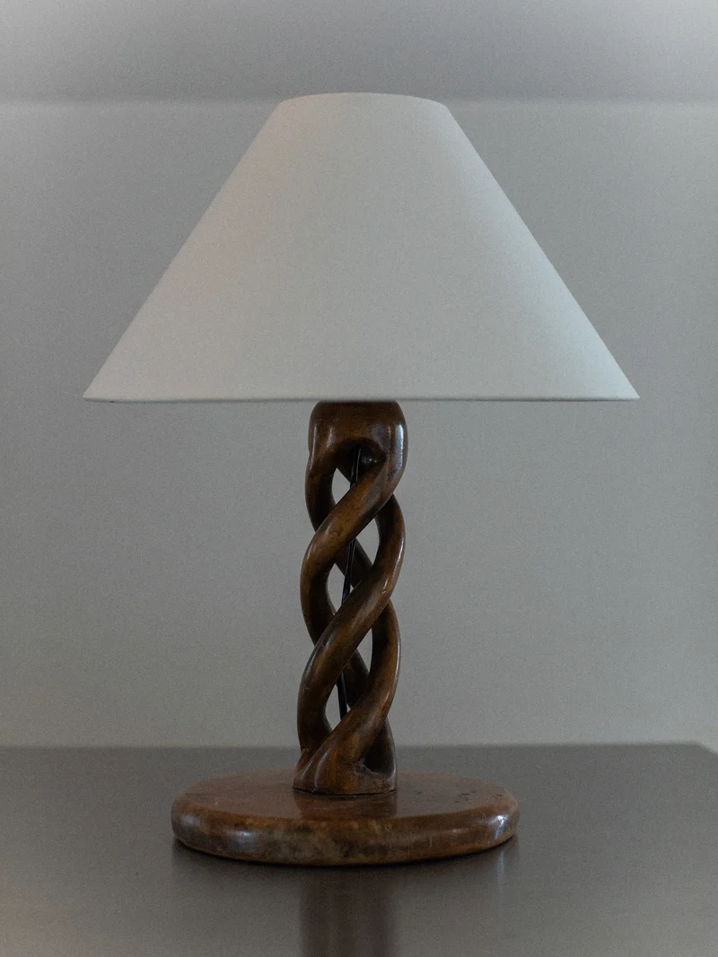 Vintage Early-Century Wood Table Lamp