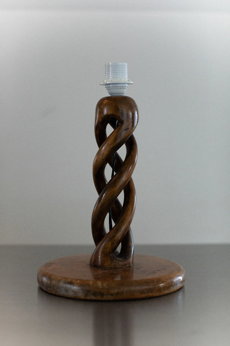 Vintage Early-Century Wood Table Lamp