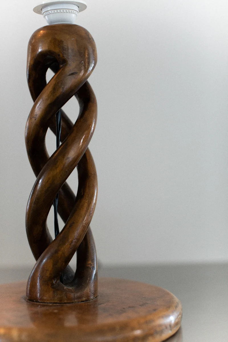 Vintage Early-Century Wood Table Lamp