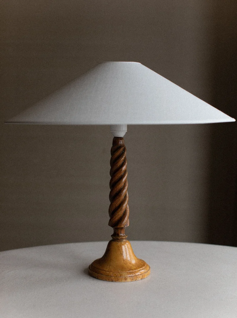 Vintage Twisted Wooden Table Lamp