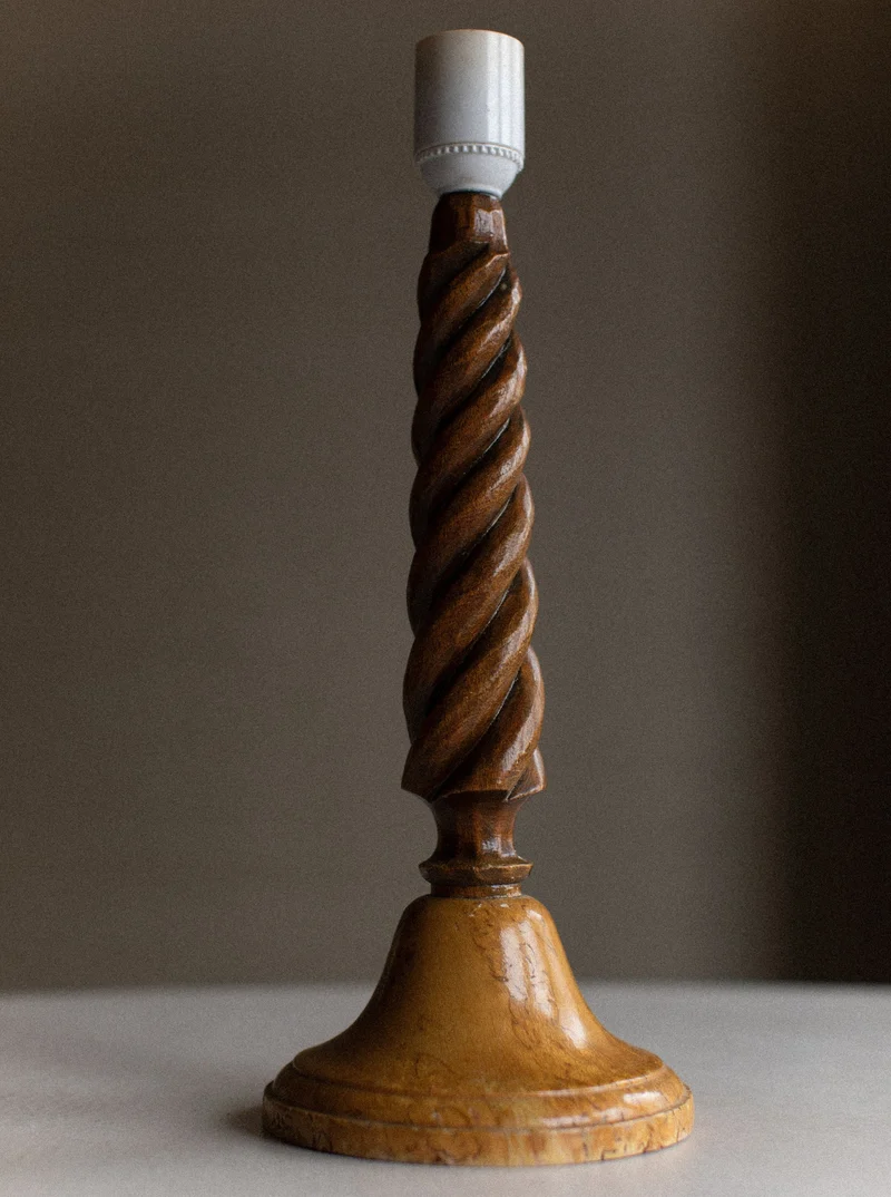 Vintage Twisted Wooden Table Lamp