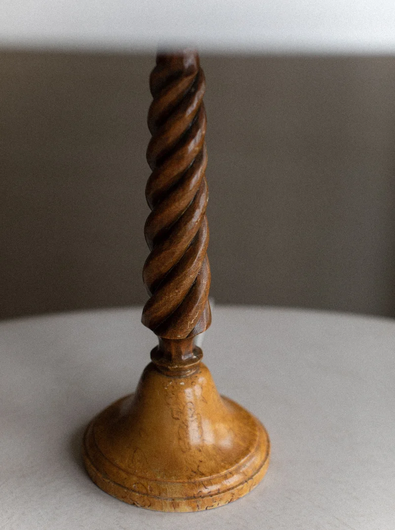Vintage Twisted Wooden Table Lamp