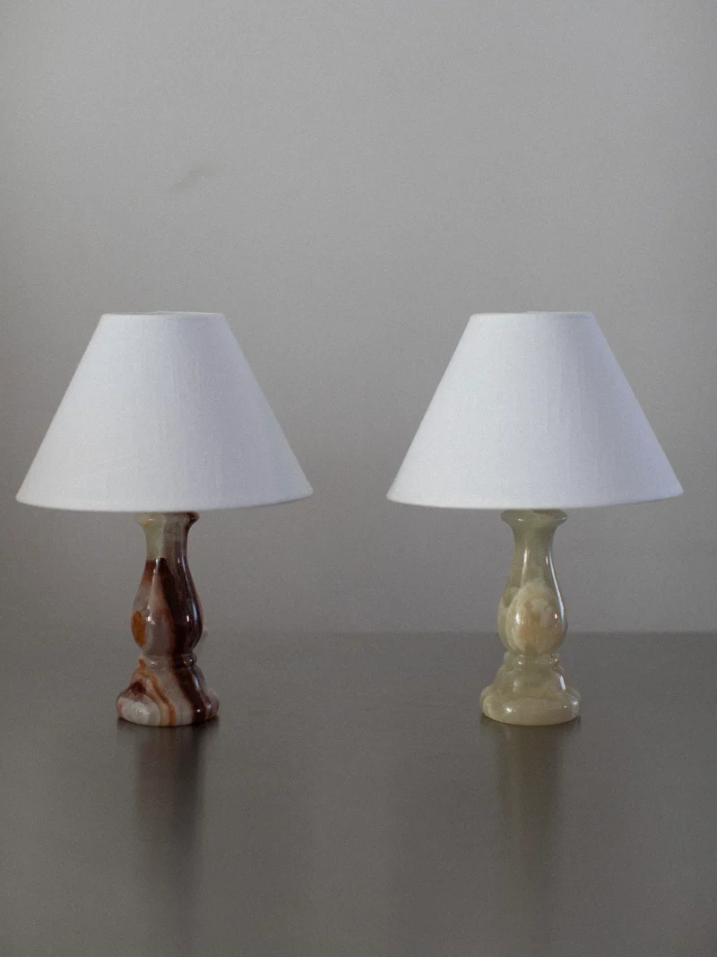 Vintage Marble Table Lamps Duo