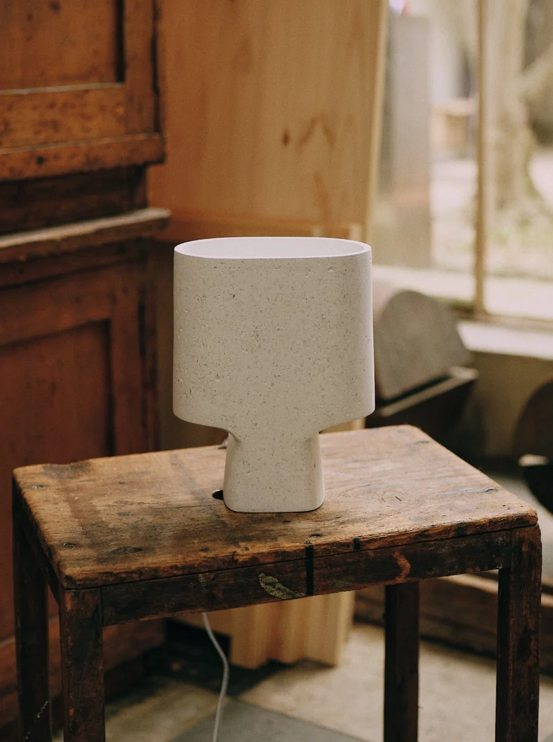 Plaster Table Lamp Bien Faite Naturel White