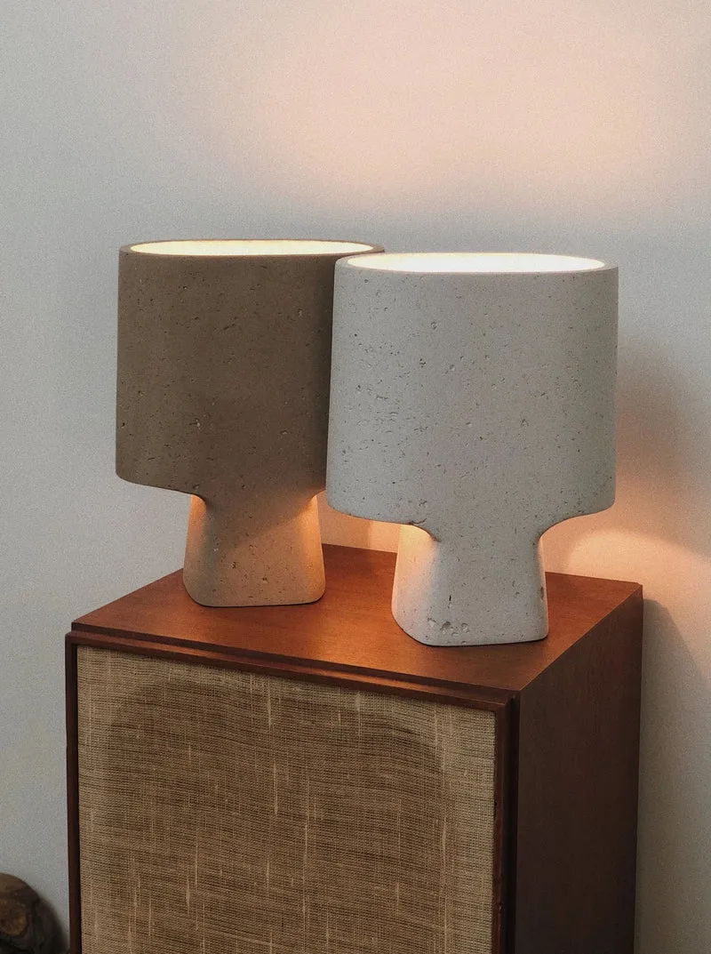 Plaster Table Lamp Bien Faite Naturel White