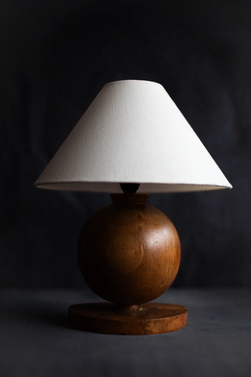 Vintage 1920's Art Deco Wood Table Lamp, 1920s
