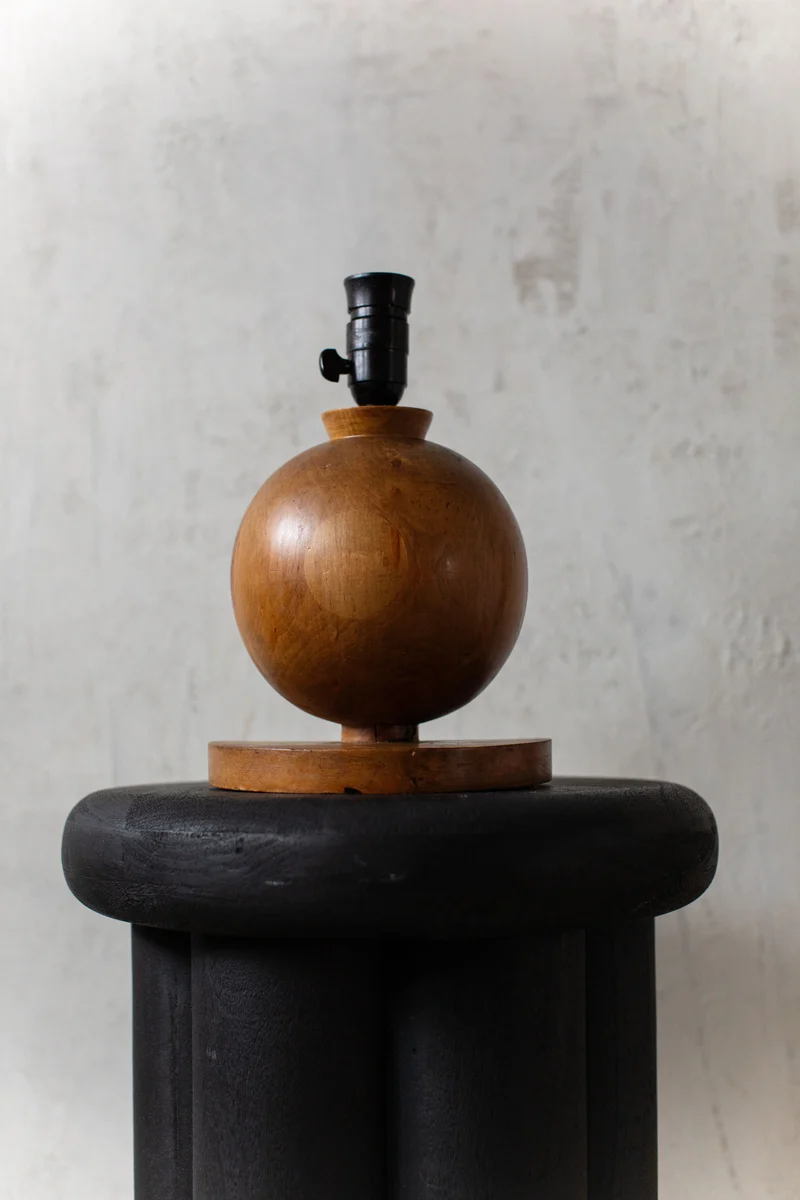 Vintage 1920's Art Deco Wood Table Lamp, 1920s