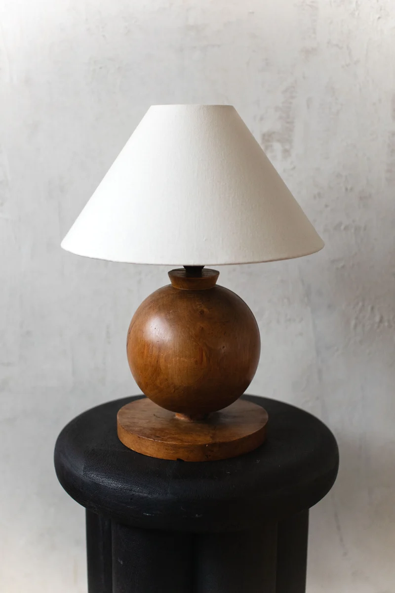 Vintage 1920's Art Deco Wood Table Lamp, 1920s
