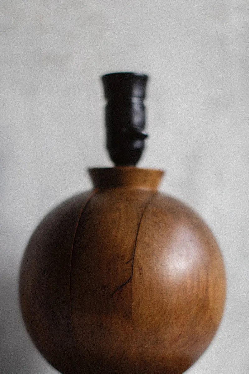 Vintage 1920's Art Deco Wood Table Lamp, 1920s