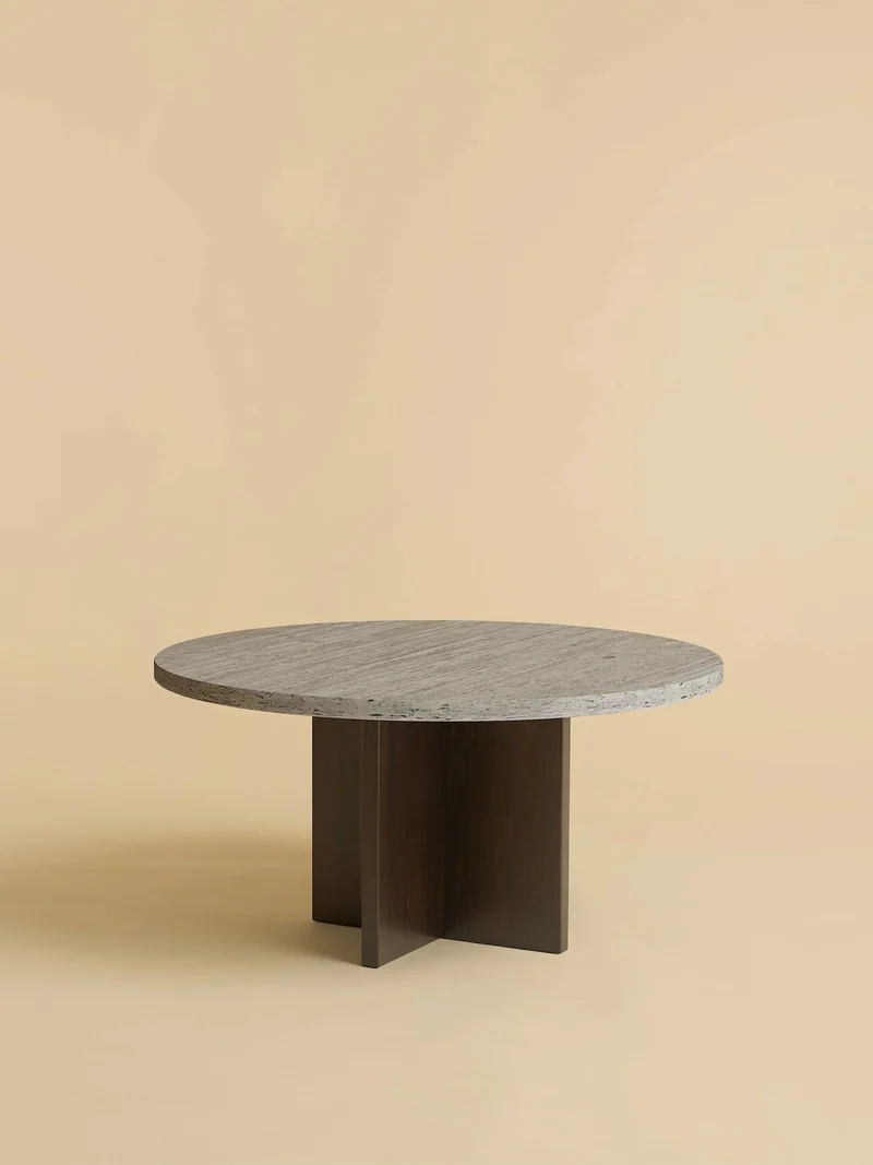 Round Marble and Oak Coffee Table - TINIAN Series