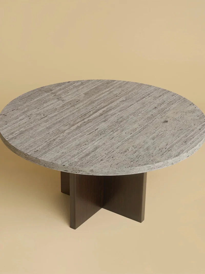 Round Marble and Oak Coffee Table - TINIAN Series