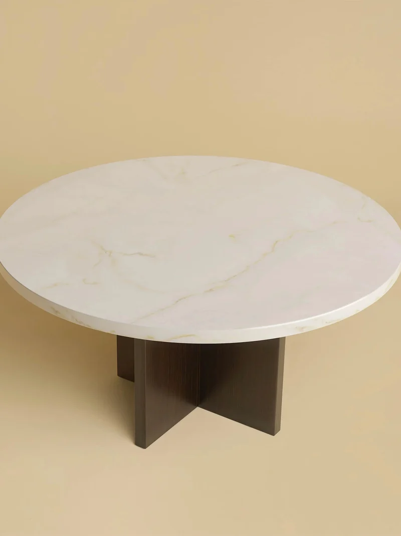Round Marble and Oak Coffee Table - TINIAN Series
