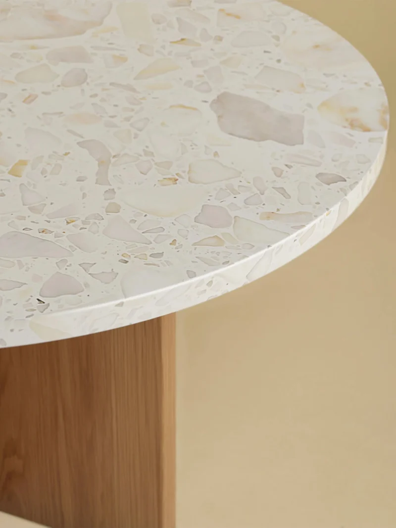 Round Marble and Oak Coffee Table - TINIAN Series