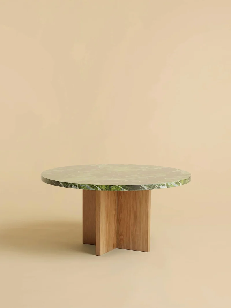 Round Marble and Oak Coffee Table - TINIAN Series