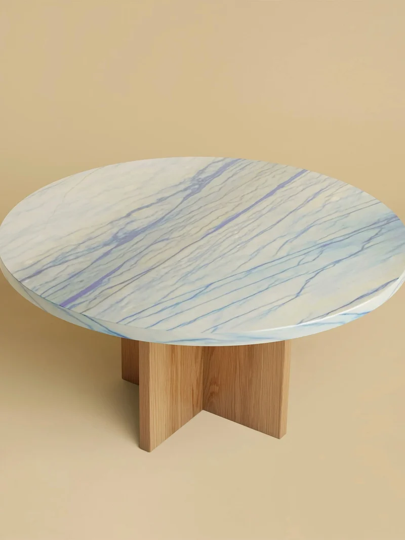 Round Marble and Oak Coffee Table - TINIAN Series