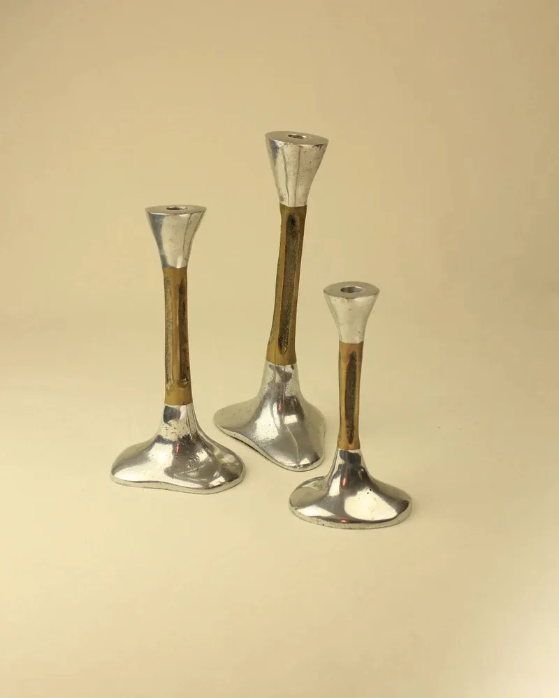 Trio of Brutalist Candleholders