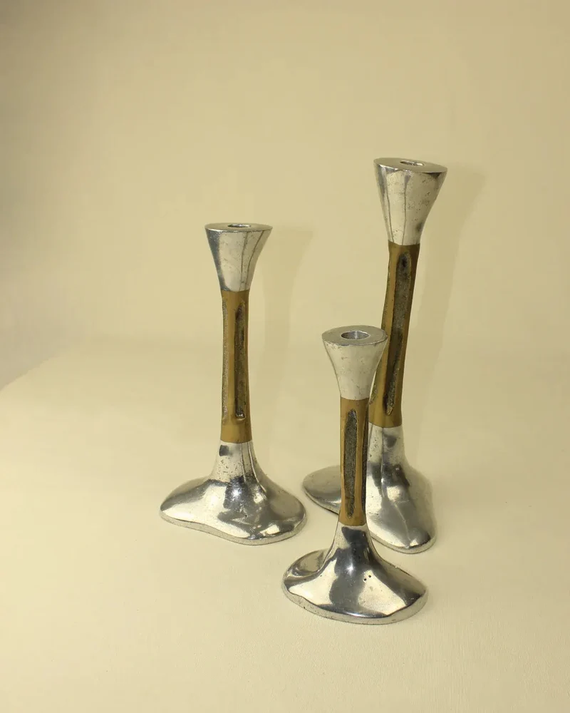 Trio of Brutalist Candleholders