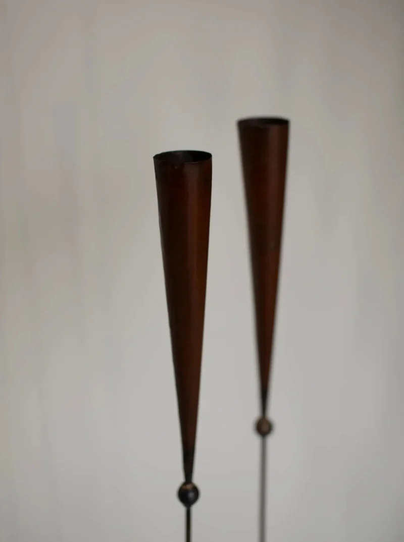 Set of Copper Candle scones by Pieter Spruyt 1980s