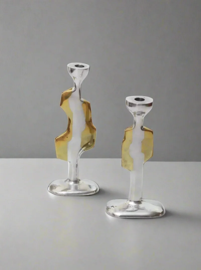 Pair of Brutalist Candleholders