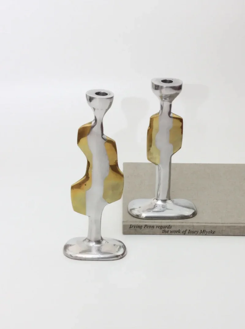 Pair of Brutalist Candleholders