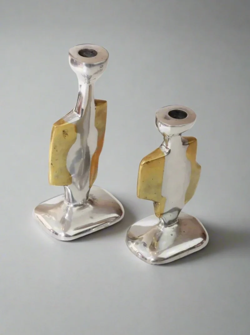 Pair Of Brutalist Candleholders