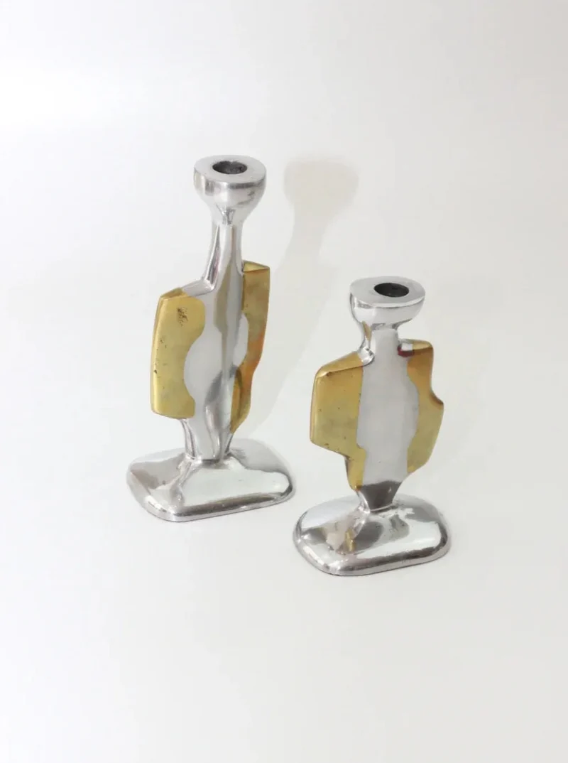 Pair Of Brutalist Candleholders