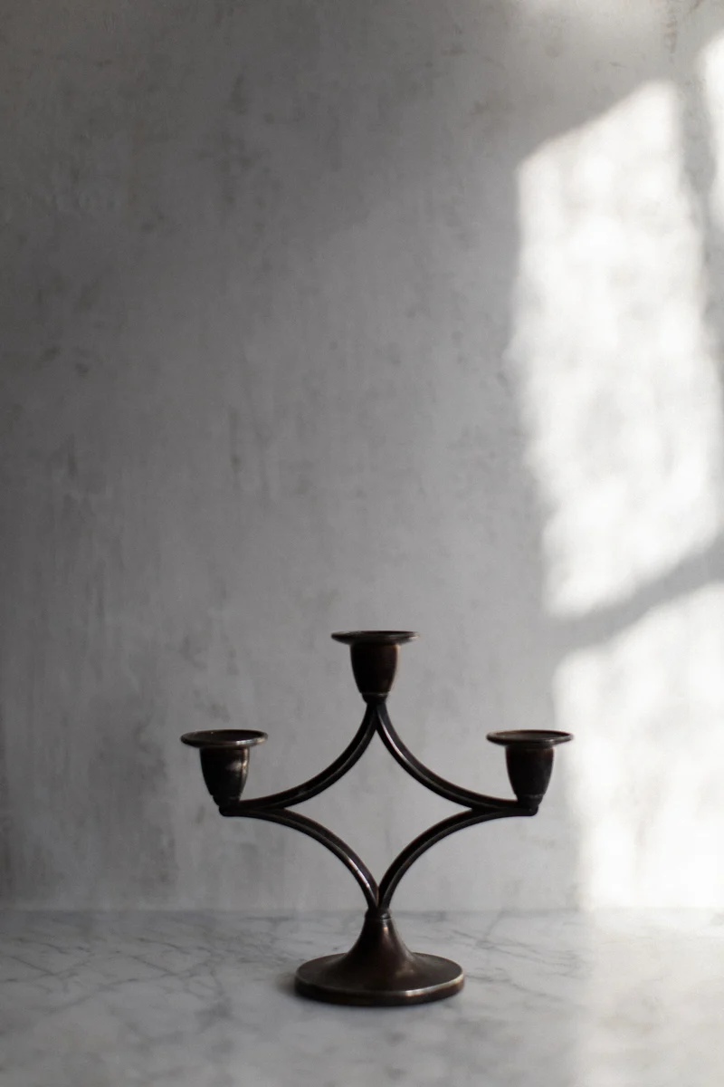 Dark Silverplated Candeholder