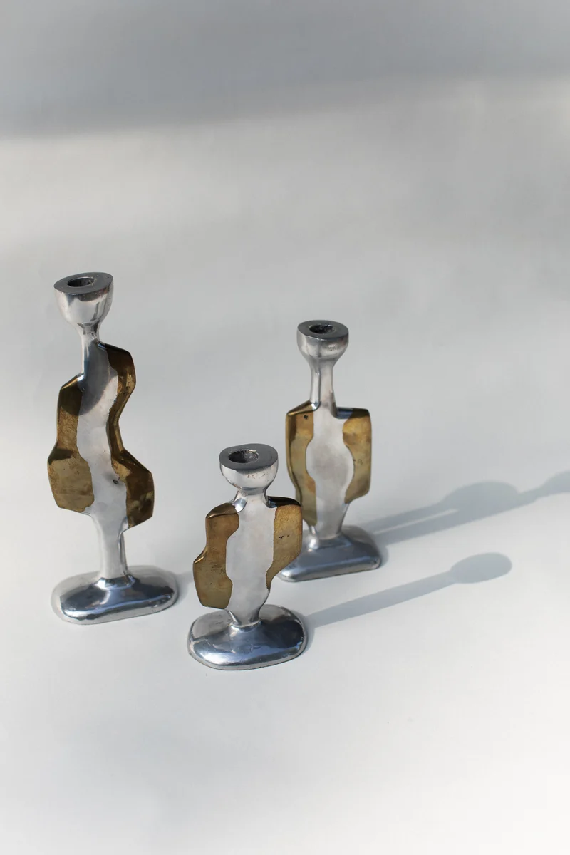 Three Brutalist Candleholders