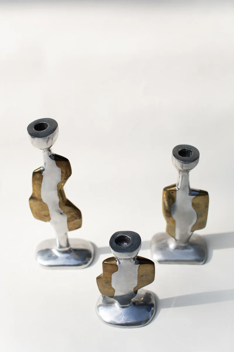 Three Brutalist Candleholders