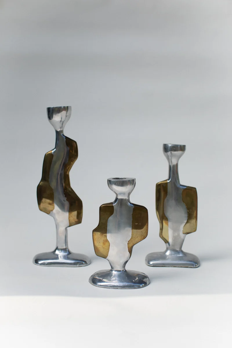 Three Brutalist Candleholders