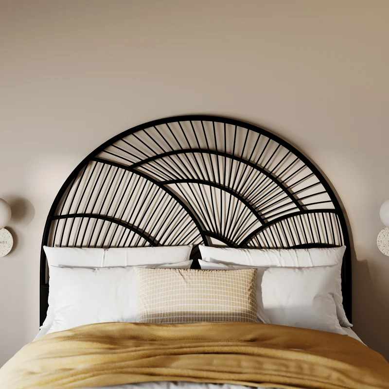 Tête de lit Séléné en rotin noir 160 cm