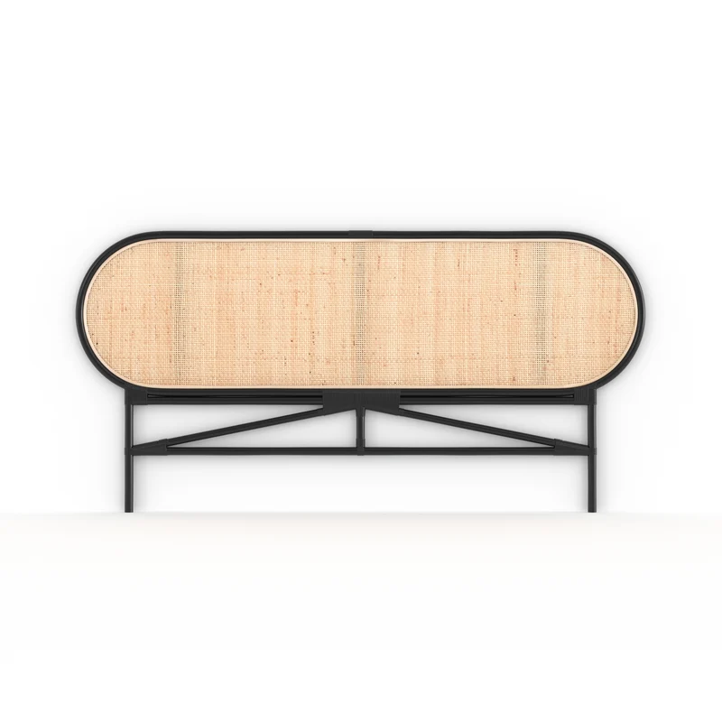 Tête de lit Navahino en rotin et noir 160 cm