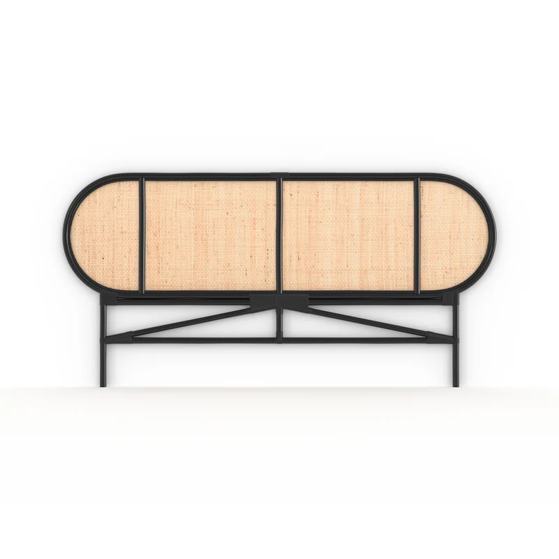 Tête de lit Navahino en rotin et noir 160 cm