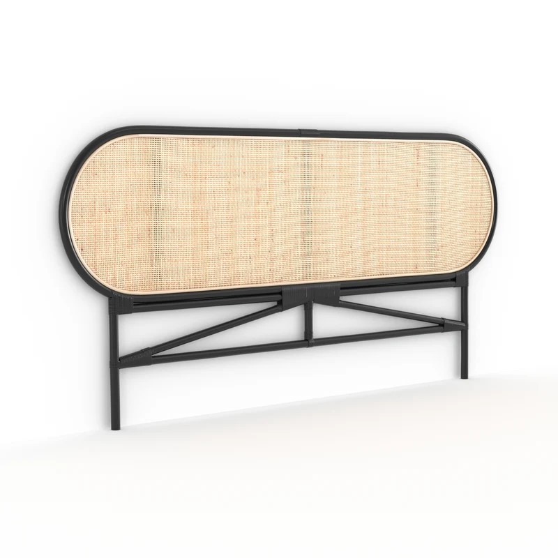 Tête de lit Navahino en rotin et noir 160 cm