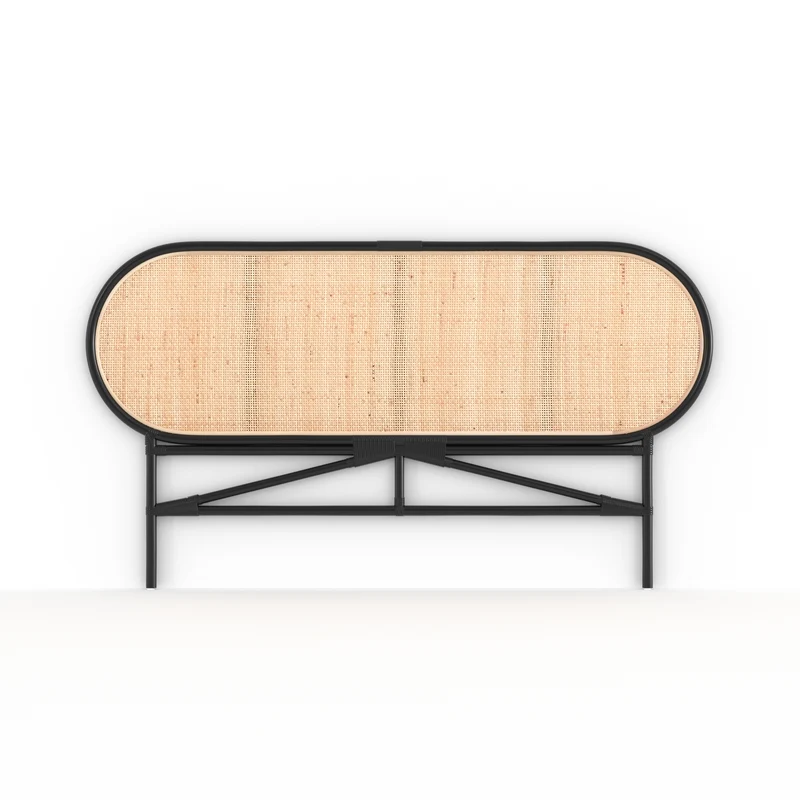 Tête de lit Navahino en rotin et noir 140 cm