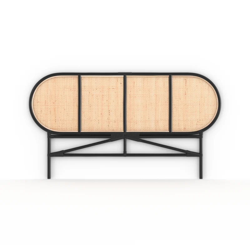 Tête de lit Navahino en rotin et noir 140 cm