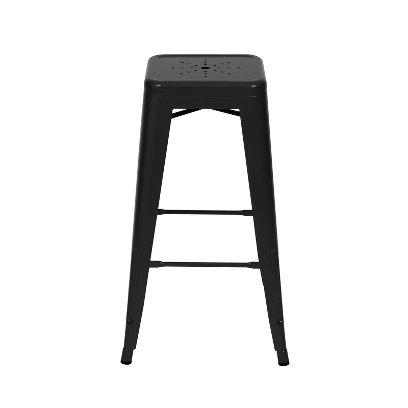Tabouret de bar mi-hauteur Indus noir mat 66cm (lot de 2)